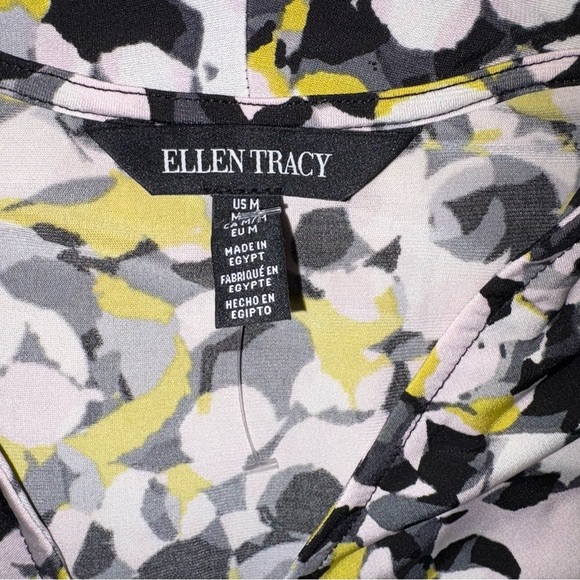 Ellen Tracy White, Black, Grey and Yellow Ruched Blouse NWOT - Picture 3 of 6